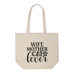 Wife, Mother, Cat Lover Custom Canvas Tote Bag